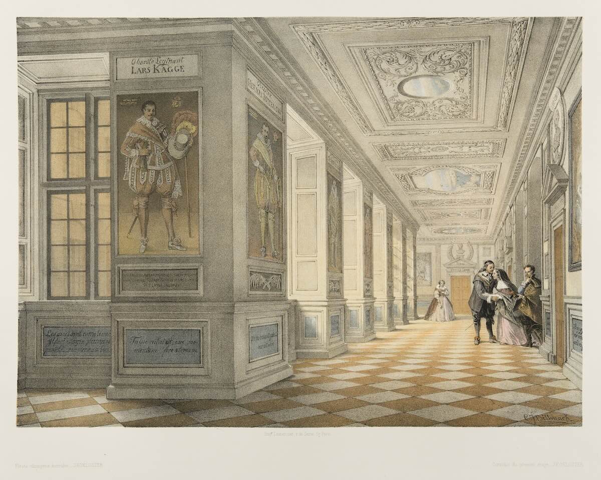 Lithograph of the first floor corridor
