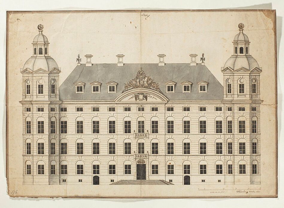 Elevation drawing of Skokloster facade