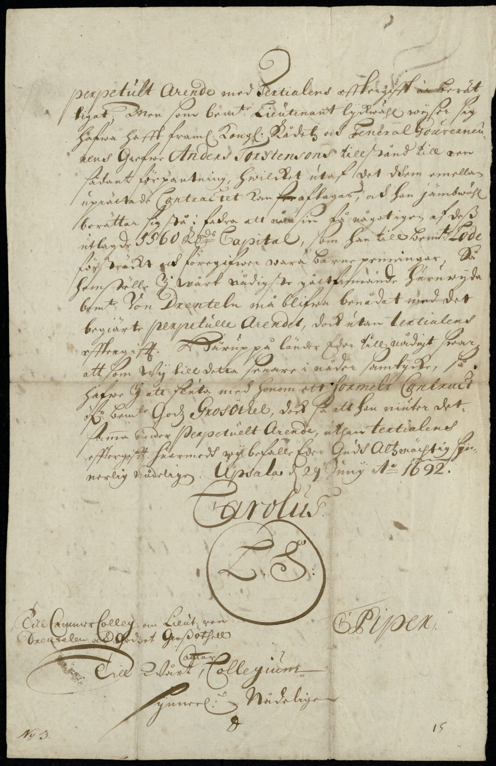 Karl XI's decision on the lease conditions of Öötla manor